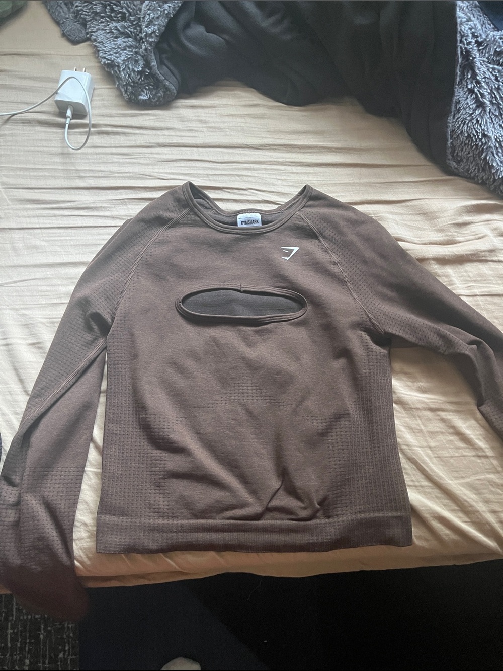 Gymshark vital Seamless Brown Chest Cutout Long Sleeve Top